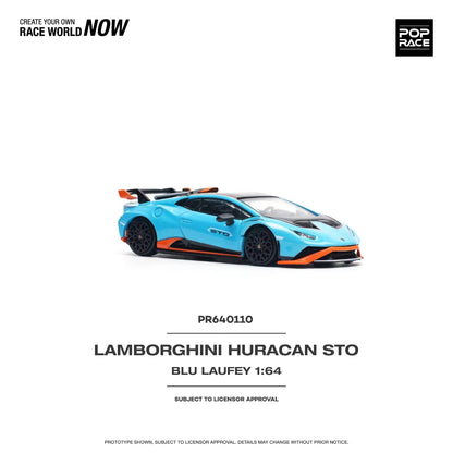 * PRE ORDER * POP RACE 1/64 LAMBORGHINI HURACAN STO BLU LAUFEY PR640110