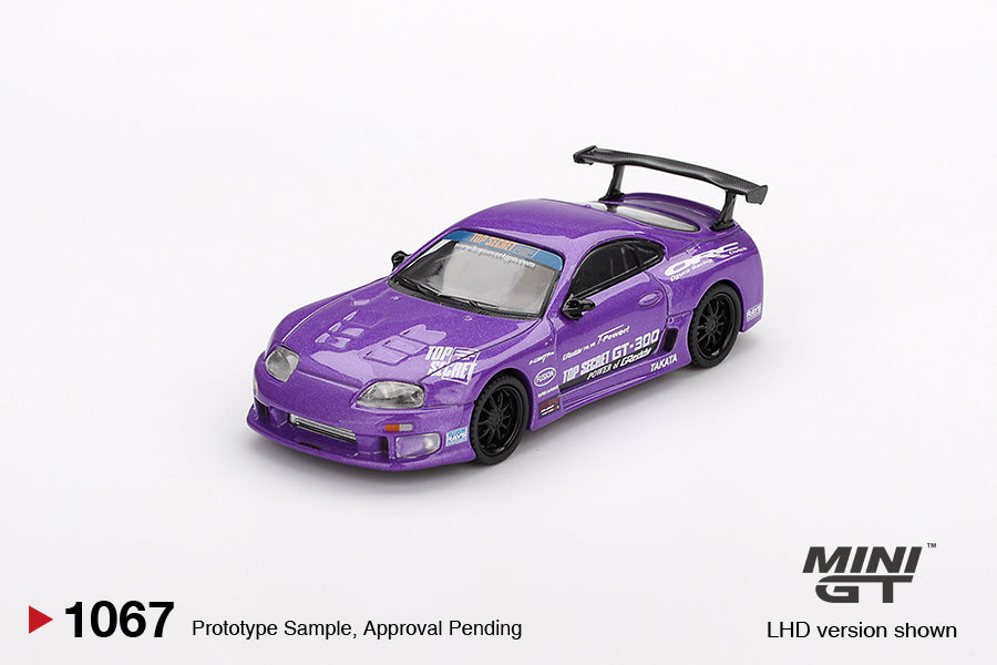 Mini GT #1067 1/64 Toyota Supra (A80) Top Secret GT-300 Top Secret Purple (RHD)