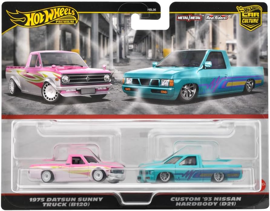 Hot Wheels Premium 2 Pack 1975 Datsun Sunny Truck (B120) / Custom '93 Nissan Hard Body (D21)