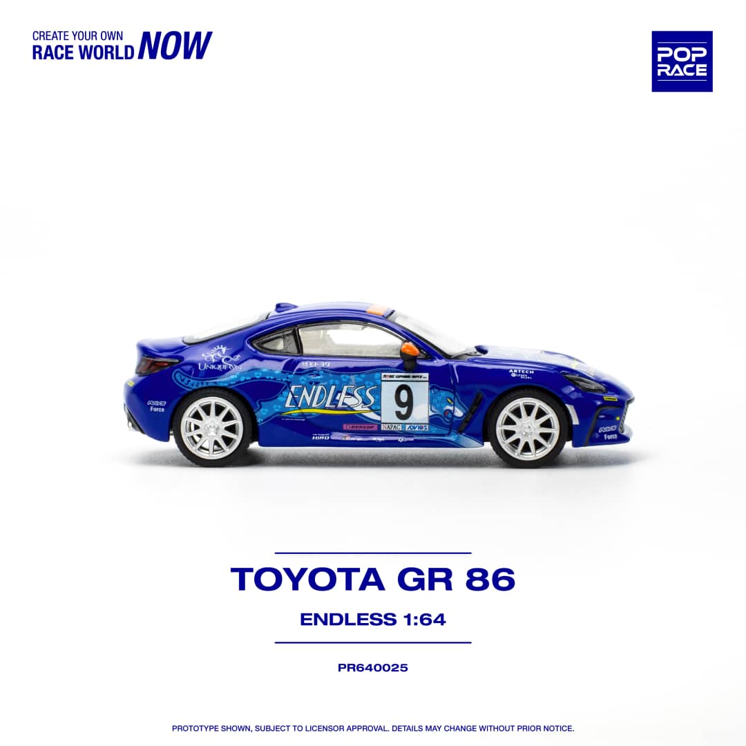 POPRACE 1/64 Toyota GR86 Endless Blue 9# Livery PR640025