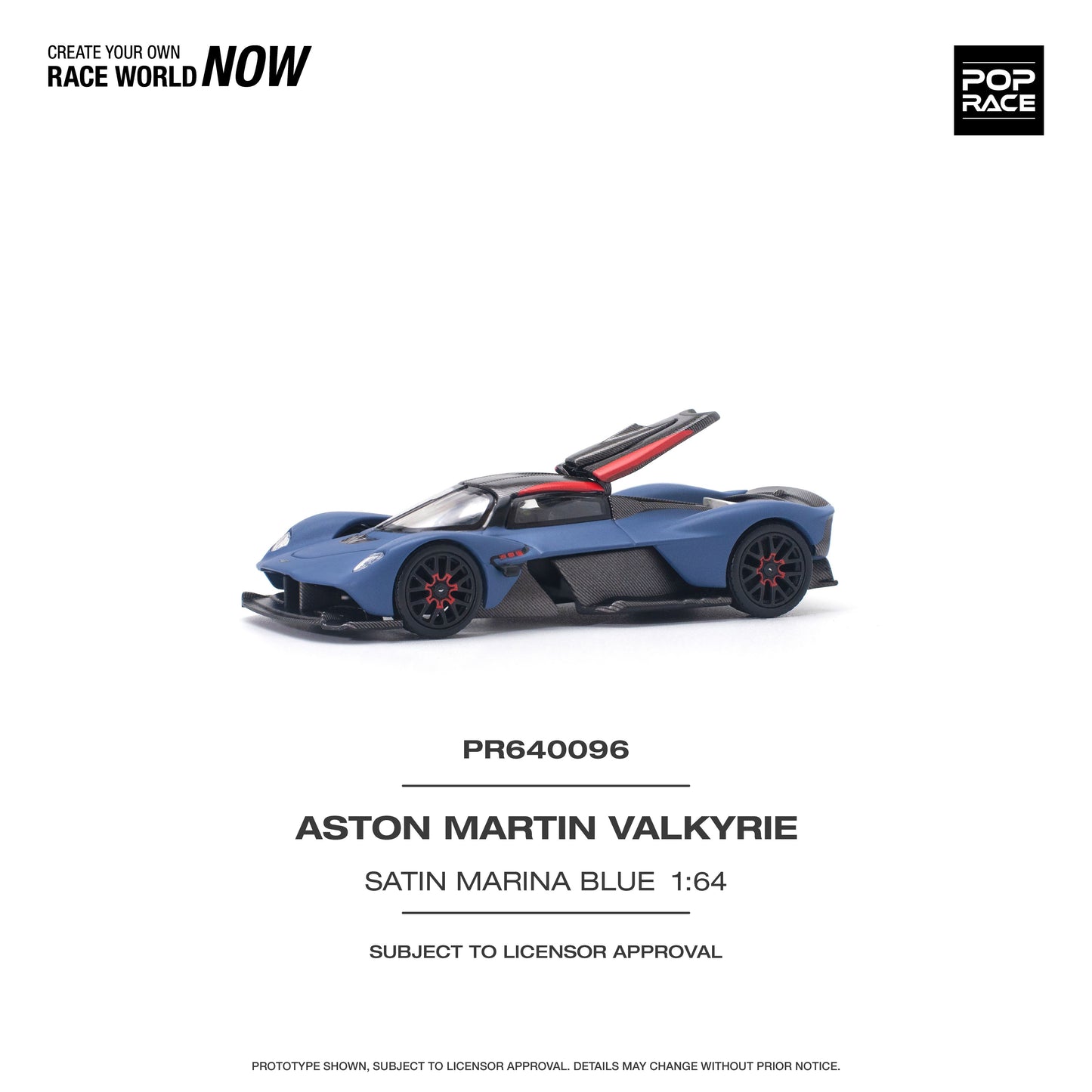 * PRE ORDER * POP RACE 1/64 ASTON MARTIN VALKYRIE SATIN MARINA BLUE PR640096