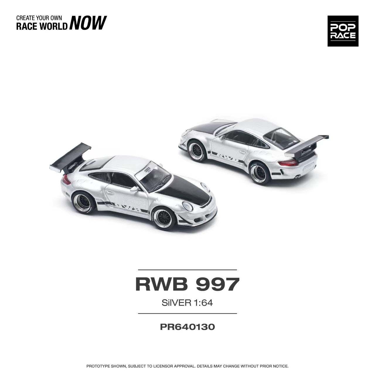 * PRE ORDER * POP RACE 1/64 RWB 997 SILVER PR640130