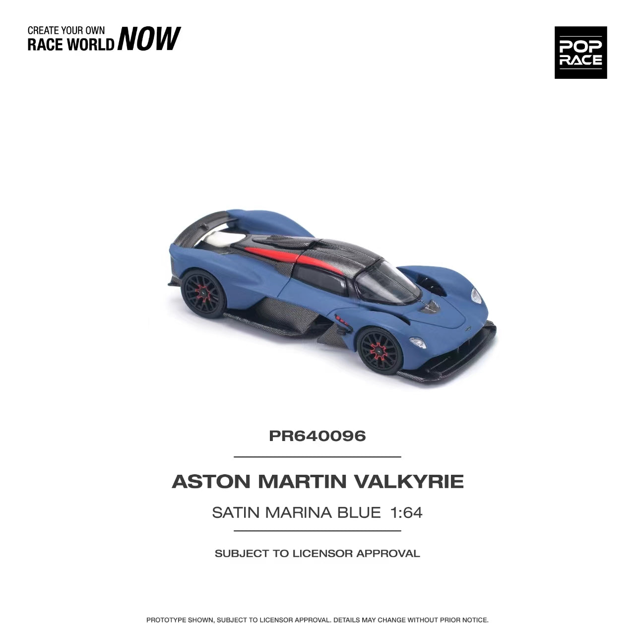 * PRE ORDER * POP RACE 1/64 ASTON MARTIN VALKYRIE SATIN MARINA BLUE PR640096