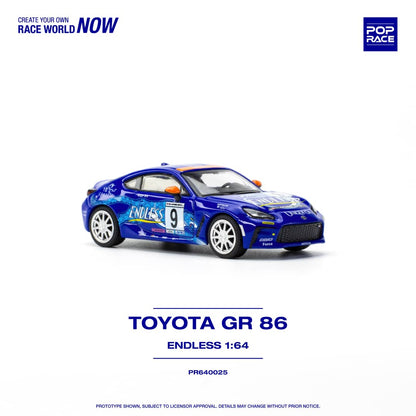 POPRACE 1/64 Toyota GR86 Endless Blue 9# Livery PR640025