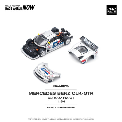 * PRE ORDER * POP RACE 1/64 MERCEDES-BENZ CLK AMG GTR - 1997 FIA GT D2 PRIVAT PR640095