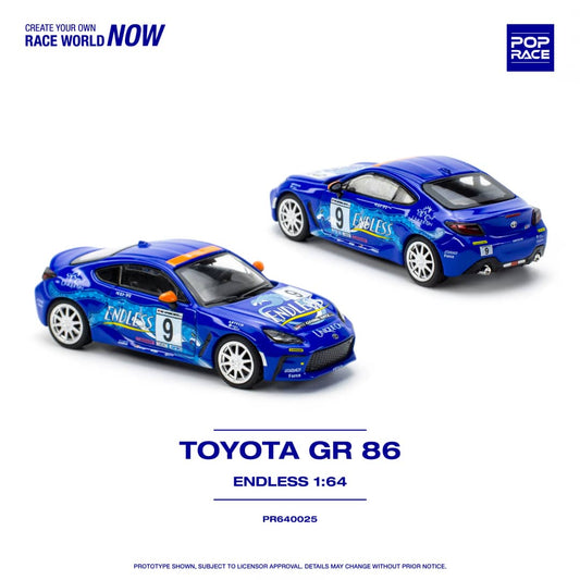 POPRACE 1/64 Toyota GR86 Endless Blue 9# Livery PR640025