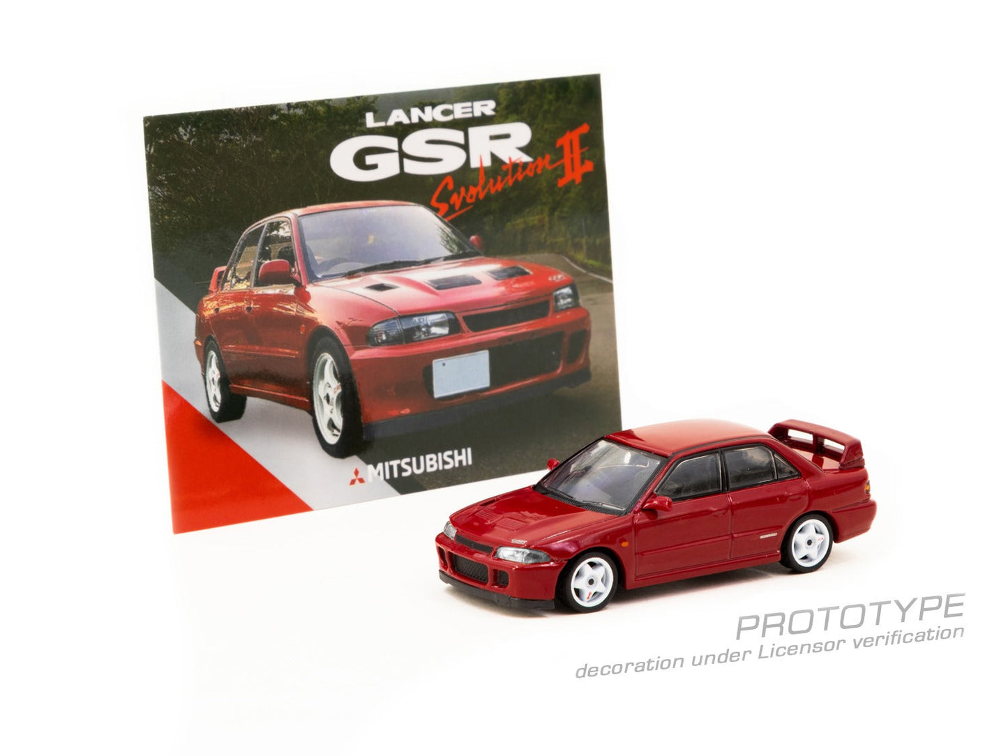 TARMAC WORKS 1/64 Mitsubishi Lancer GSR Evolution II Red - With Trading Cards