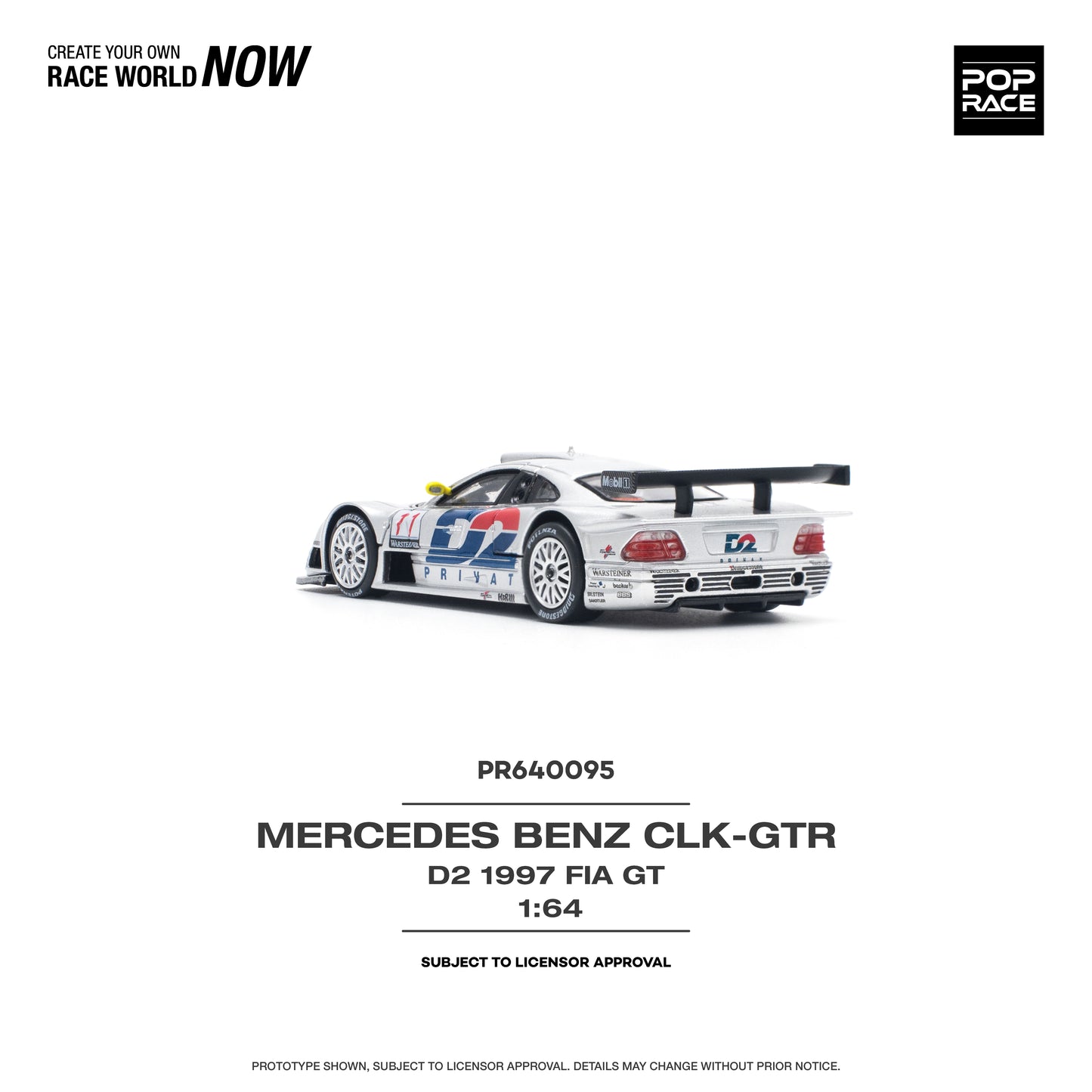 * PRE ORDER * POP RACE 1/64 MERCEDES-BENZ CLK AMG GTR - 1997 FIA GT D2 PRIVAT PR640095