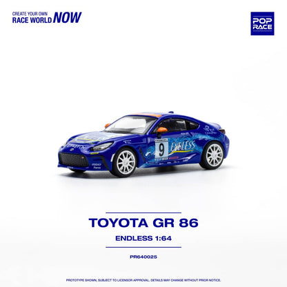 POPRACE 1/64 Toyota GR86 Endless Blue 9# Livery PR640025