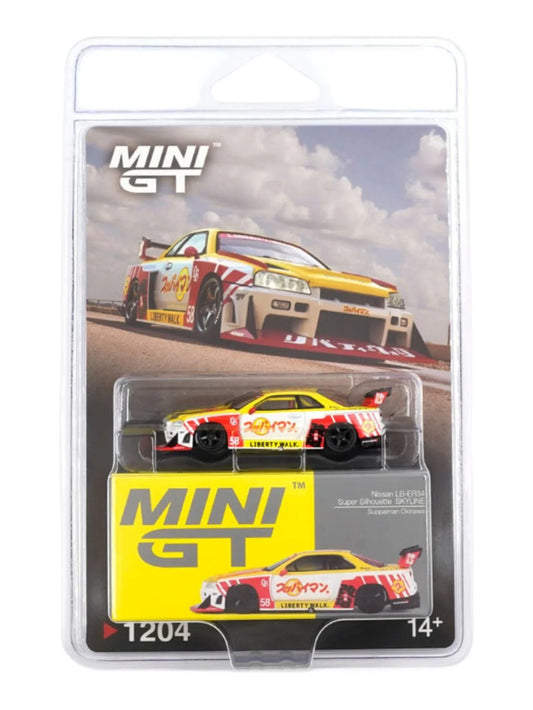 MINI GT #1204 1/64 Nissan LB-ER34 Super Silhouette SKYLINE Suppaiman Okinawa RHD * BLISTER PACK *