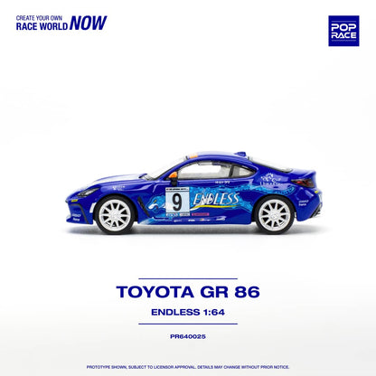 POPRACE 1/64 Toyota GR86 Endless Blue 9# Livery PR640025