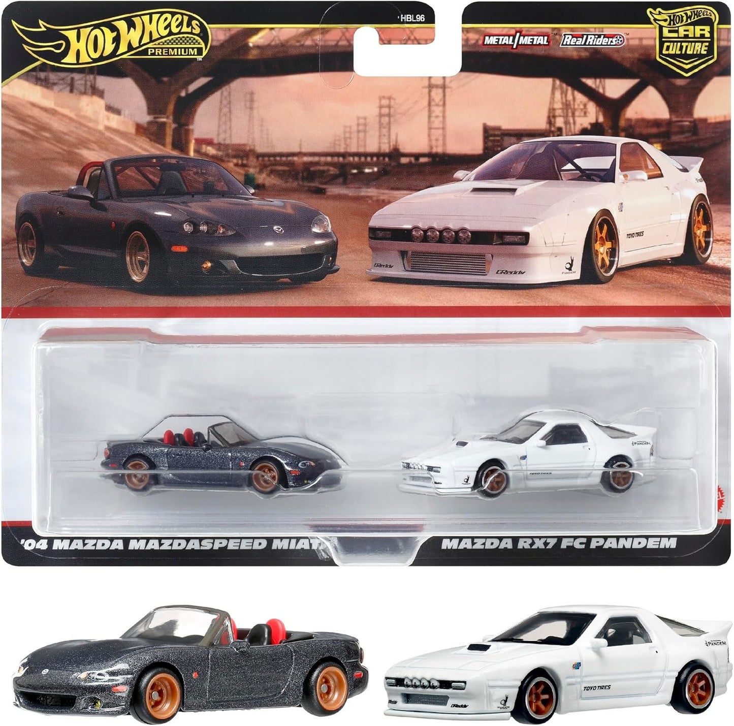 Hot Wheels HRR75 Premium 2-Pack Mazda RX7 FC Pandem / '04 Mazda Mazdasspeed Miata