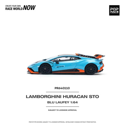 * PRE ORDER * POP RACE 1/64 LAMBORGHINI HURACAN STO BLU LAUFEY PR640110