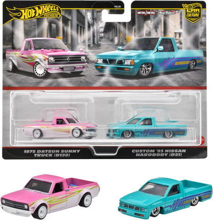 Hot Wheels Premium 2 Pack 1975 Datsun Sunny Truck (B120) / Custom '93 Nissan Hard Body (D21)