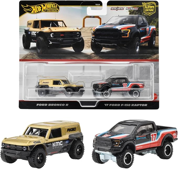 Hot Wheels HRR77 Premium 2 Pack Ford Bronco R / '17 Ford F-150 Raptor