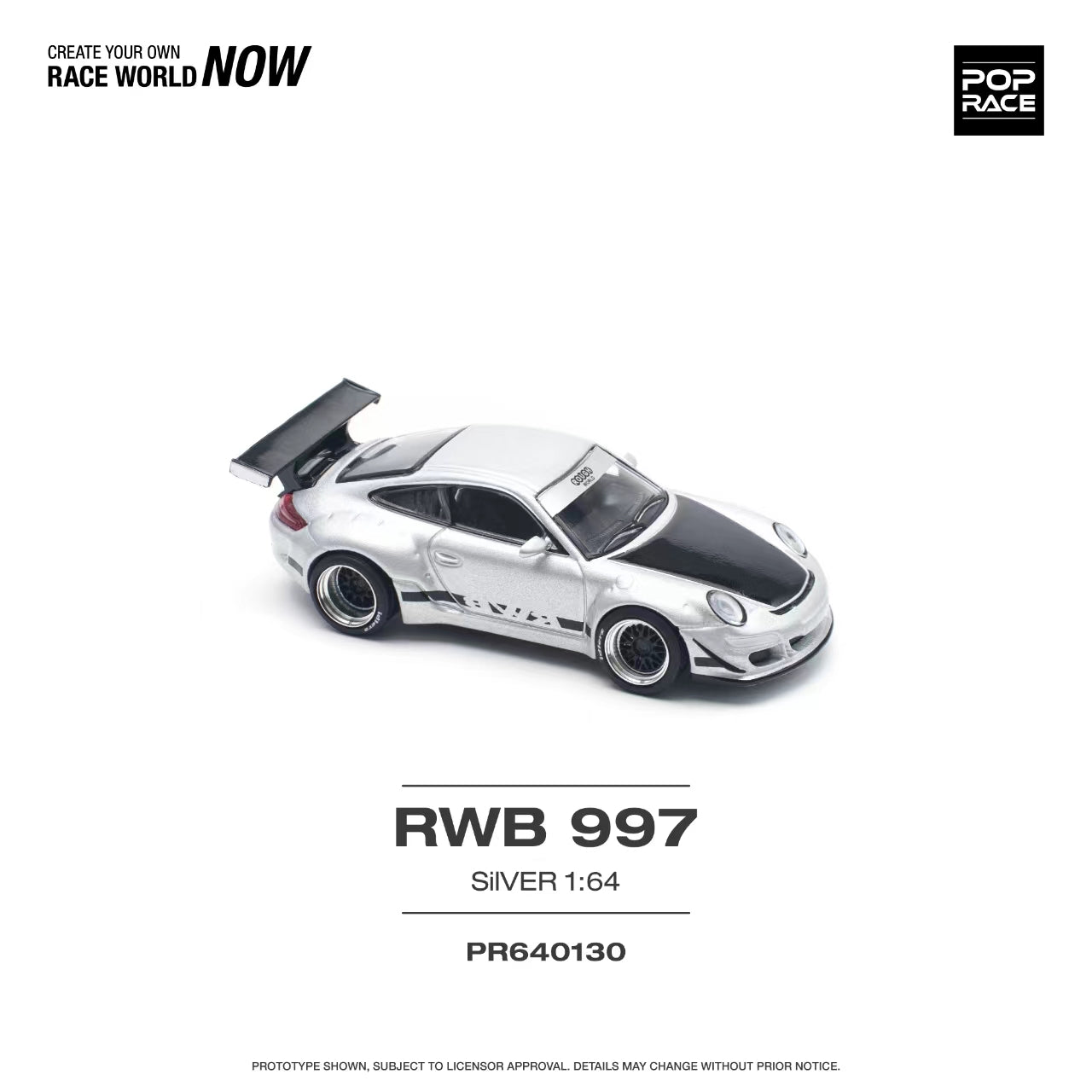 * PRE ORDER * POP RACE 1/64 RWB 997 SILVER PR640130