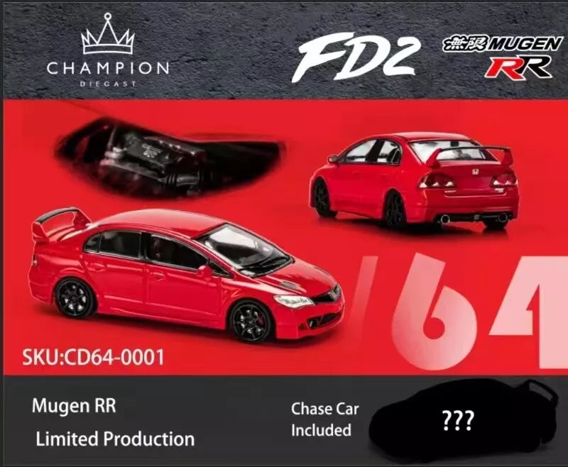 CHAMPION DIECAST 1/64 HONDA CIVIC FD2 MUGEN RR - RED