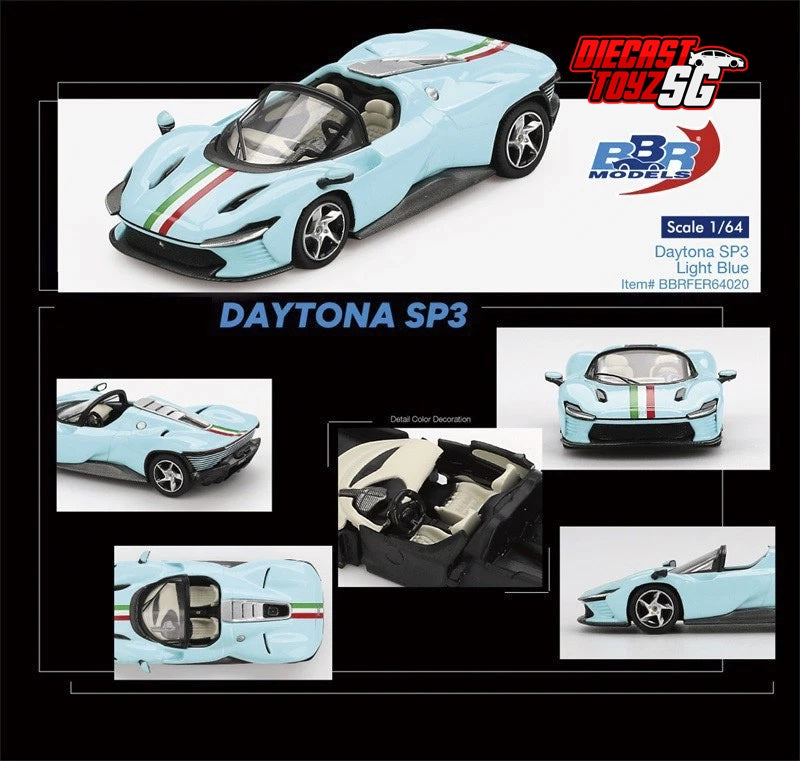 BBR MODELS 1/64 FERRARI DAYTONA SP3 LIGHT BLUE - BBRFER64020