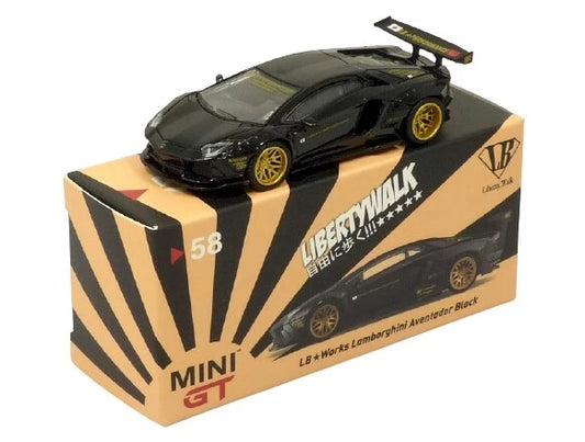 MINI GT #58 LB WORKS Lamborghini Aventador Black MIJO EXCLUSIVE BLISTER PACK