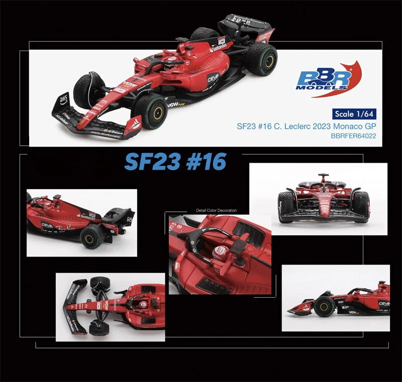 BBR Models 1/64 Ferrari SF23 #16 C Leclerc 2023 Monaco GP BBRFER64022
