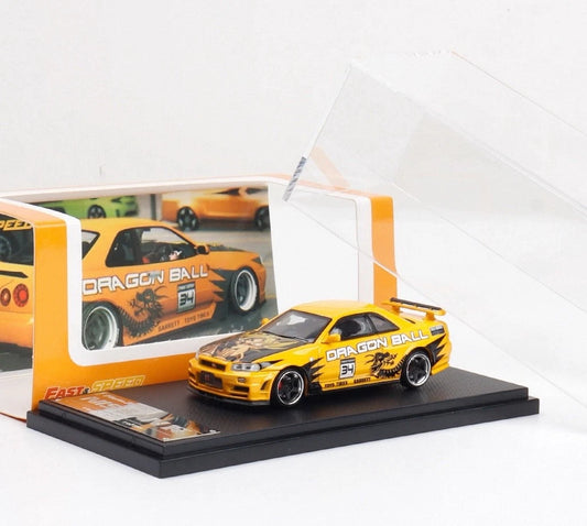 FAST SPEED 1/64 Nissan Skyline R34 GT-R BNR34 Yellow DragonBall Z