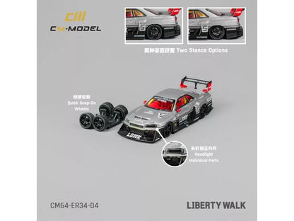 CM Model 1:64 Nissan Skyline GT-R R34 ER34 LBWK NO. 5 * CHASE *