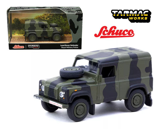 TARMAC WORKS X SCHUCO 1/64 LAND ROVER DEFENDER ROYAL MILITARY POLICE - GLOBAL 64