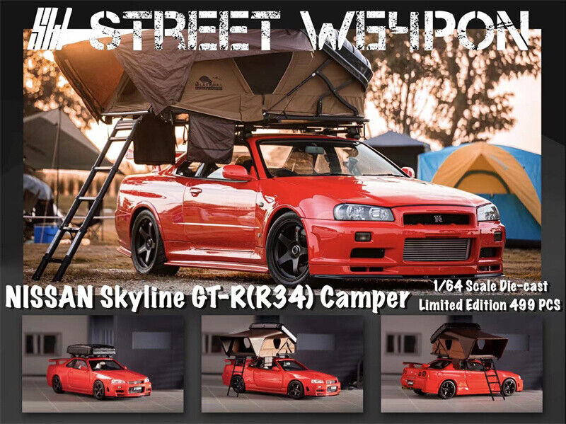 Street Weapon 1/64 Nissan Skyline GT-R R34 Red With Accessories