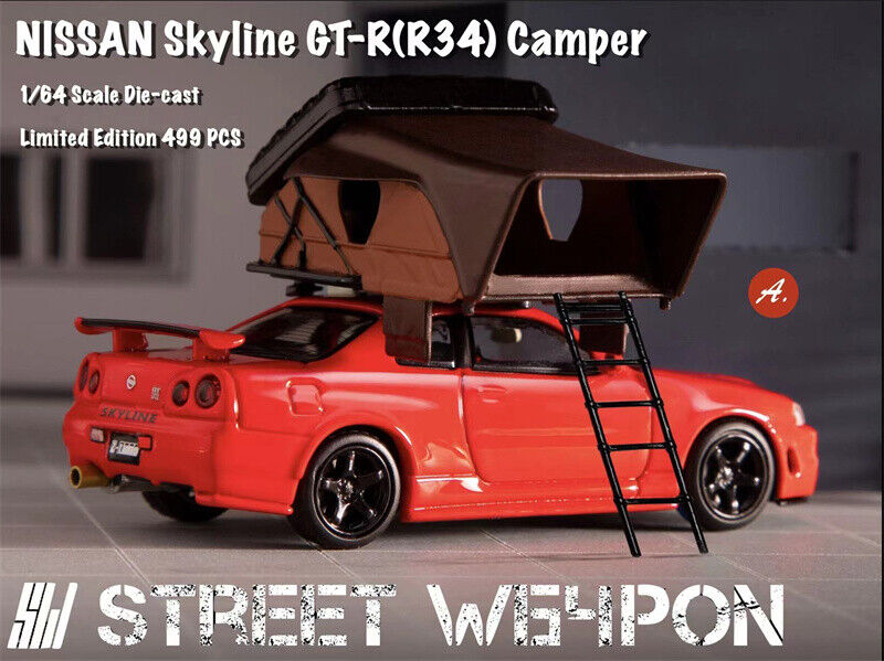 Street Weapon 1/64 Nissan Skyline GT-R R34 Red With Accessories
