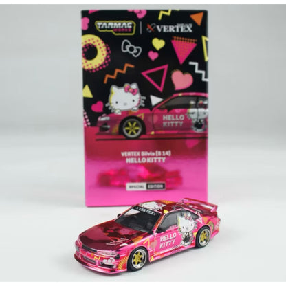 TARMAC WORKS 1/64 VERTEX SILVIA S14 HELLO KITTY CHROME PINK APA XPO 2025 EXCLUSIVE