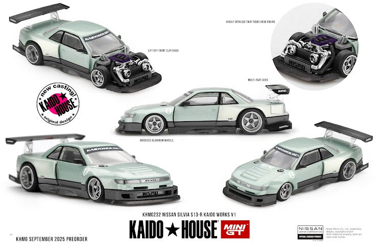 * PRE ORDER * [ Kaido House x MINI GT ] 1/64 Nissan Silvia S13-R Kaido Works V1 KHMG232