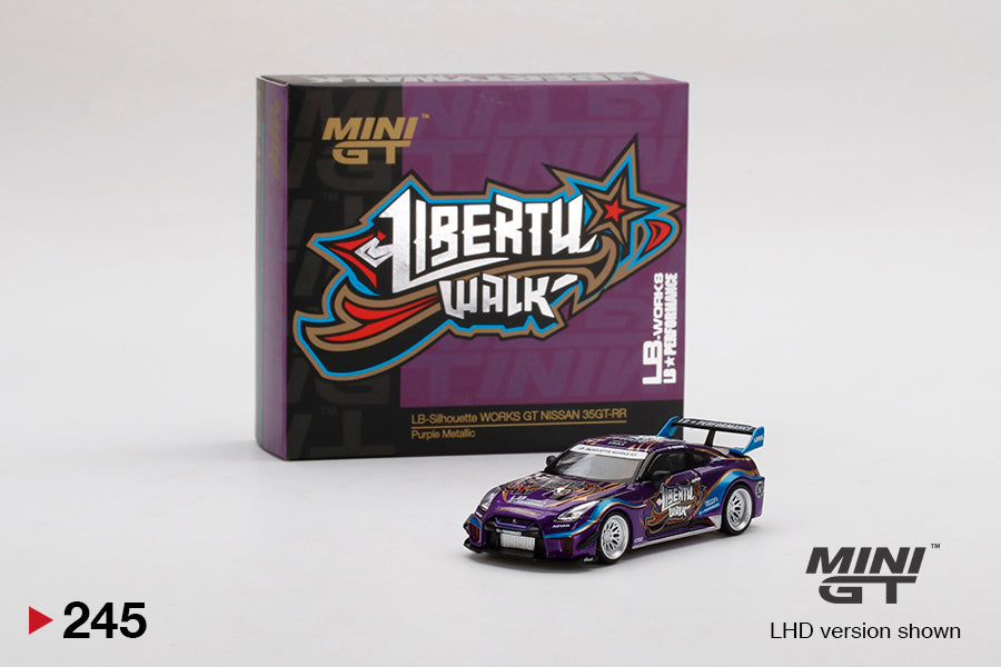 MINI GT #245 LB-Silhouette WORKS GT NISSAN 35GT-RR Ver.1
"Purple Metallic" (LHD)