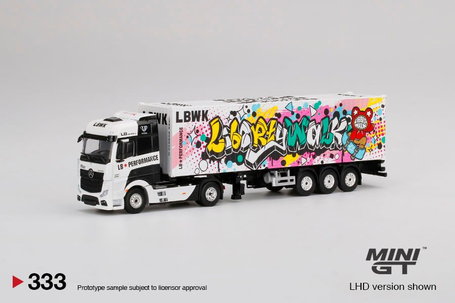 MINI GT #333 Mercedes-Benz Actros w/ 40 Ft Container "LBWK Kuma Graffiti"