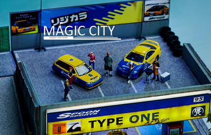 Magic City 1:64 Diorama Spoon Tuner Set Spoon Two Story Parking Lot - 110040