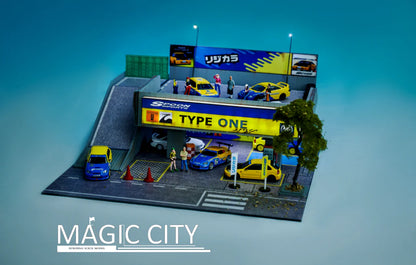 Magic City 1:64 Diorama Spoon Tuner Set Spoon Two Story Parking Lot - 110040