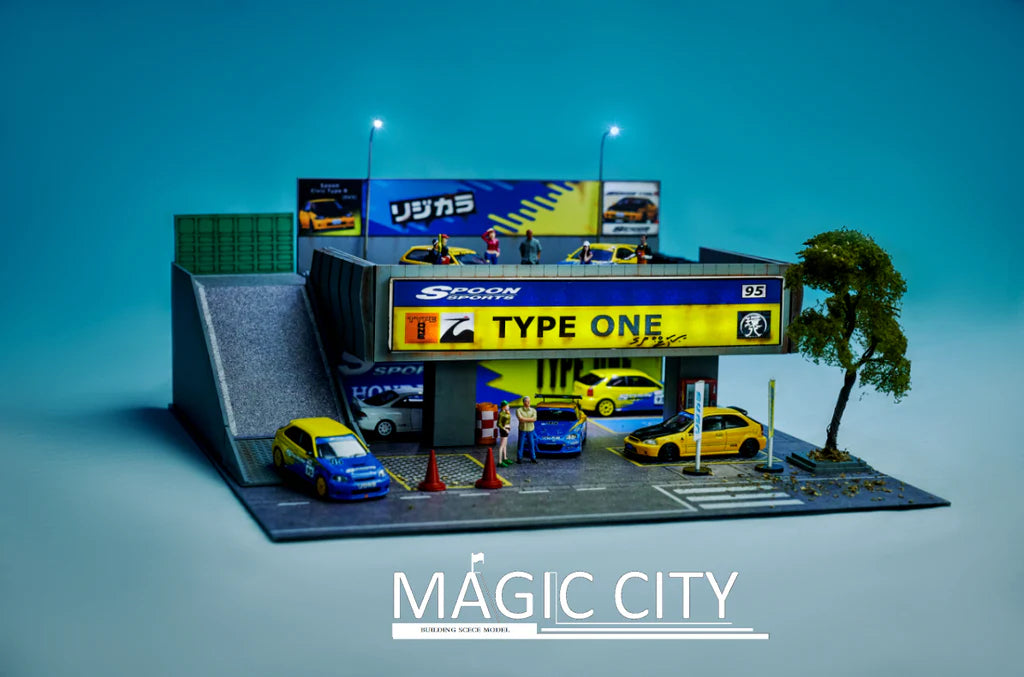 Magic City 1:64 Diorama Spoon Tuner Set Spoon Two Story Parking Lot - 110040