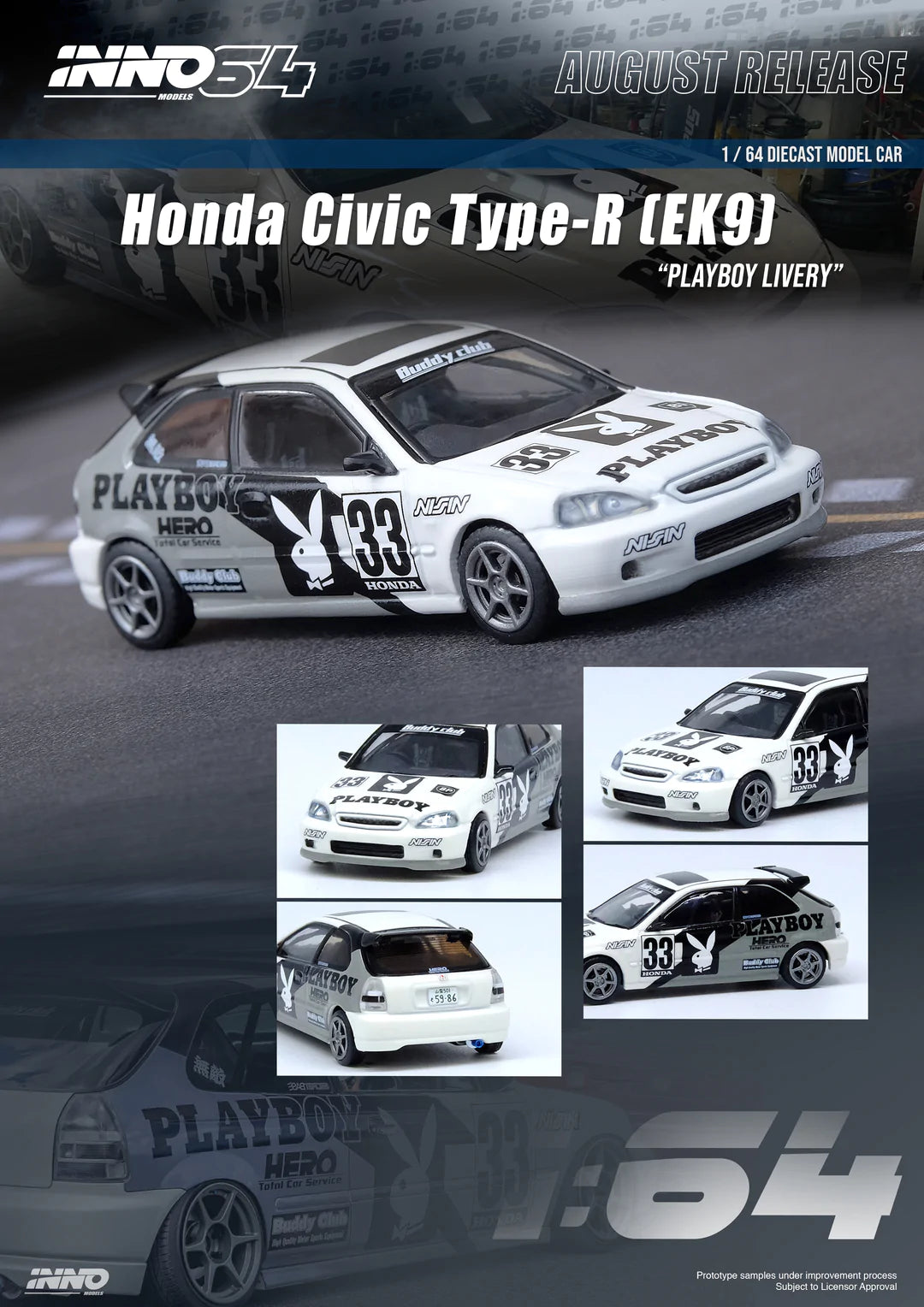 INNO 64 Honda Civic Type-R (EK9) "PLAYBOY" Livery