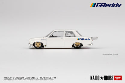 [ Kaido House x MINI GT ] Datsun 510 Pro Street Greddy Pearl White KHMG016