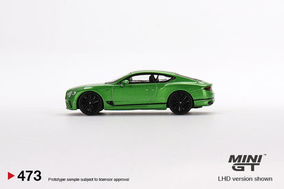MINI GT #473 1/64 Bentley Continental GT Speed 2022 Apple Green (RHD )