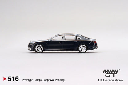 * PRE ORDER *  MINI GT 1/64 #516 Mercedes-Maybach S680 Cirrus Silver / Nautical Blue metallic - RHD