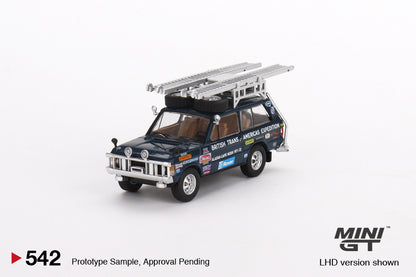 * PRE ORDER *  MINI GT #542 1/64 Range Rover 1971 British Trans-Americas Expedition (VXC-868K) (LHD)