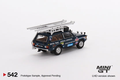 * PRE ORDER *  MINI GT #542 1/64 Range Rover 1971 British Trans-Americas Expedition (VXC-868K) (LHD)
