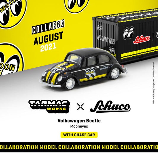 TARMAC X SCHUCO VW BEETLE MOONEYES BLACK WITH CONTAINER