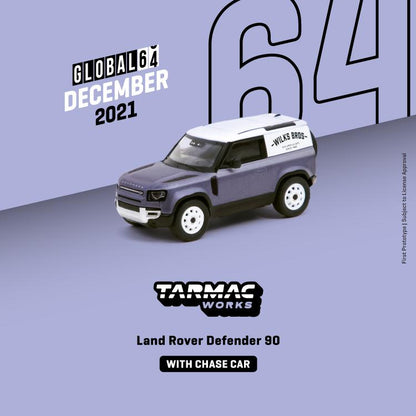 TARMAC WORKS 1/64 LAND ROVER DEFENDER 90 MATTE BLUE GREY - GLOBAL64