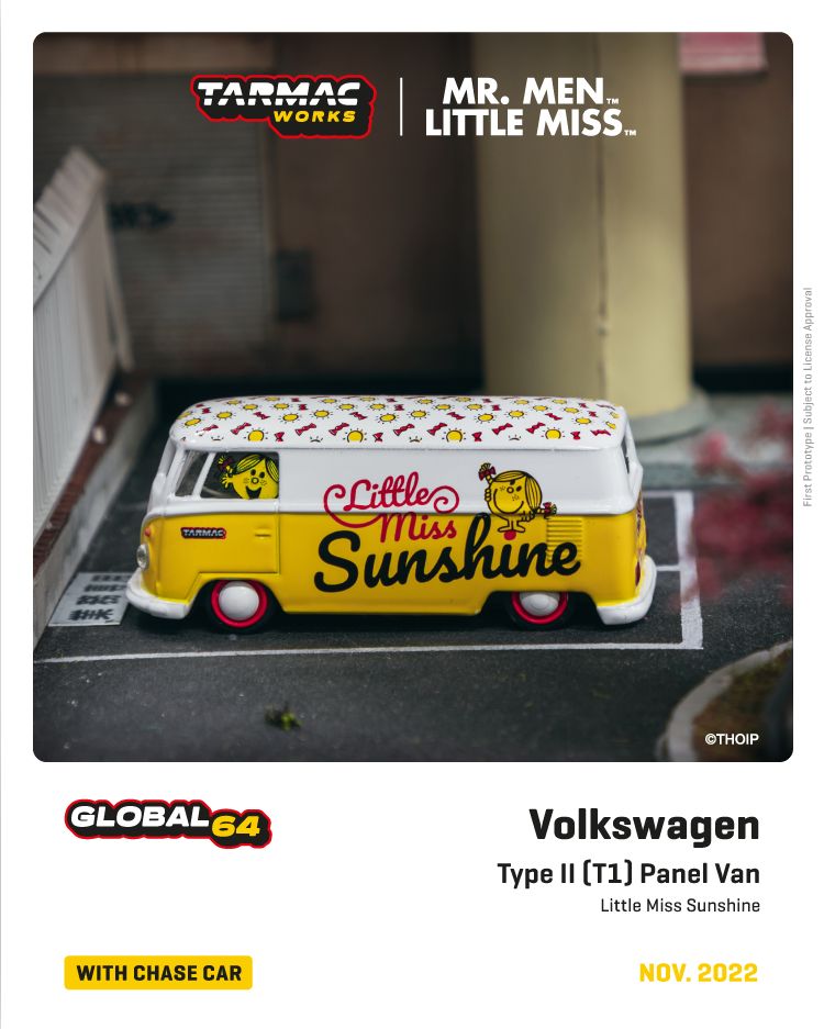 Schuco X Tarmac Works 1/64 VW Type II (T1) Panel Van Mr. Men & Little Miss - COLLAB64