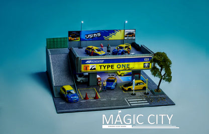 Magic City 1:64 Diorama Spoon Tuner Set Spoon Two Story Parking Lot - 110040