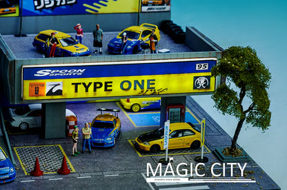 Magic City 1:64 Diorama Spoon Tuner Set Spoon Two Story Parking Lot - 110040