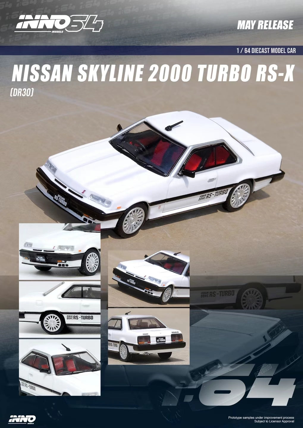 INNO 64 1/64 NISSAN SKYLINE 2000 TURBO RS-X (DR30) WHITE